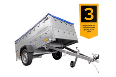 Anhänger mit faltbarer Deichsel Garden Trailer 230 KIPP mit zusätzlichen Bordwänden, Stützrad und blauer Flachplane-Neu