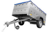 Kfz Anhänger 750 kg Garden Trailer 201 KIPP mit zusätzlichen Bordwänden, Stützrad und blauer Flachplane-Neu