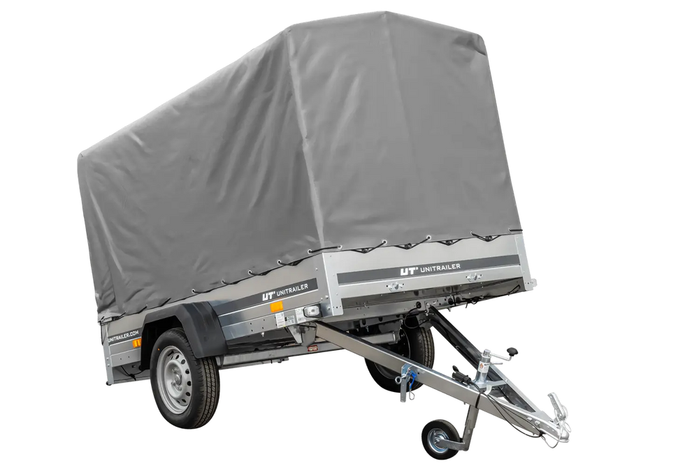 PKW Anhänger 230×125 Garden Trailer 230 KIPP Unitrailer 750 kg mit Stützrad, 110 cm hoher Plane und Hochspriegel-Neu