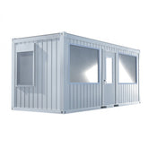 Bureau modulaire 20 pieds semi vitré (1 porte, 2 fenêtres, 2 vitrines, isolation LV)