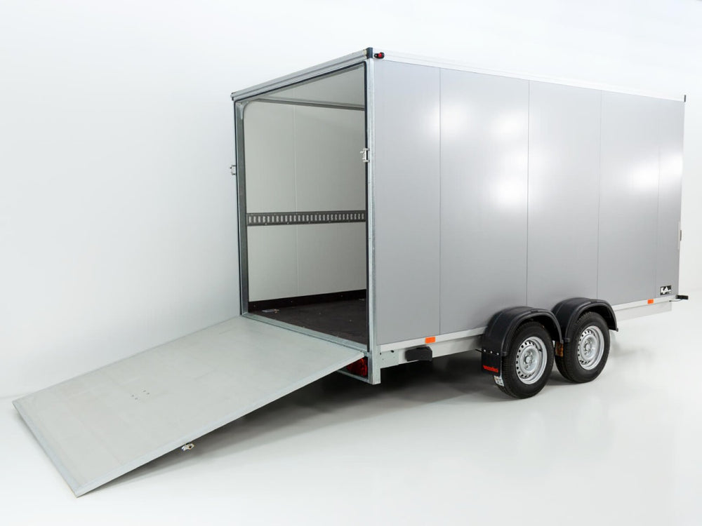 Vezeko Kofferanhänger 204x405cm Höhe:205cm 2,7t|Rampe|silber-Neu