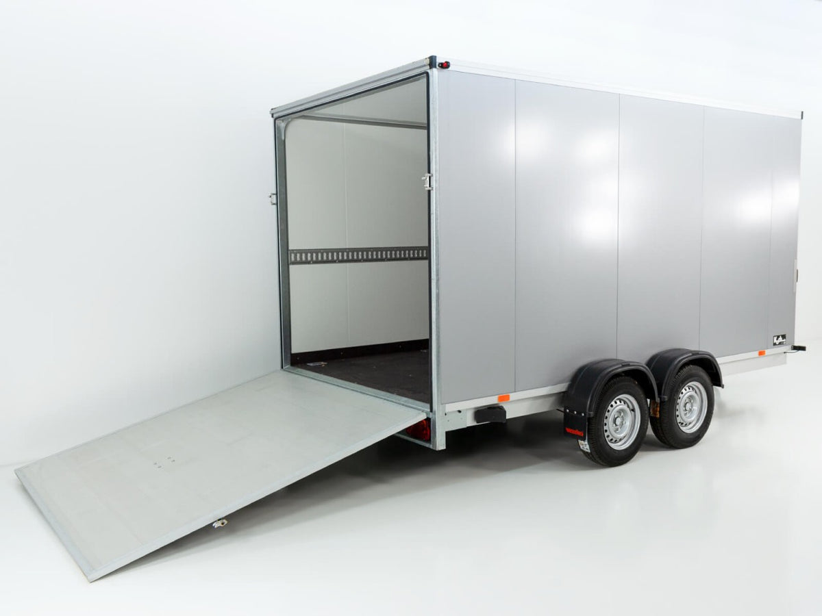 Vezeko Kofferanhänger 204x405cm Höhe:205cm 2,7t|Rampe|silber-Neu