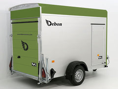 Debon Kofferanhänger C300 148x295cm H:190cm 1,3t Alu, Polybug|Tür|olivgrün-Neu