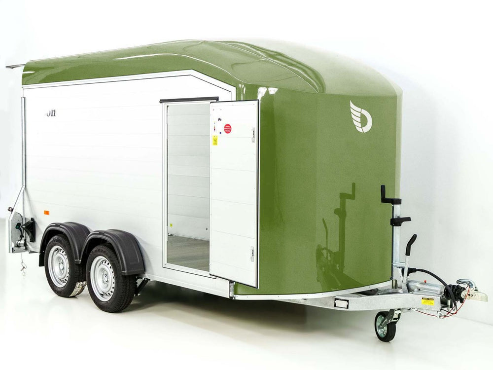 Debon Kofferanhänger Roadster C700 179×378 Höhe:201cm 2,6t|Alu|Polybug|Tür|olivgrün-Neu