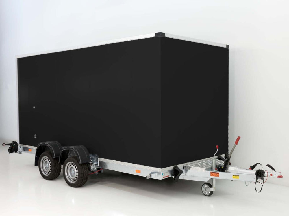 Vezeko Koffer-Absenkanhänger 167x400cm Höhe:210cm 3,5t|schwarz-Neu
