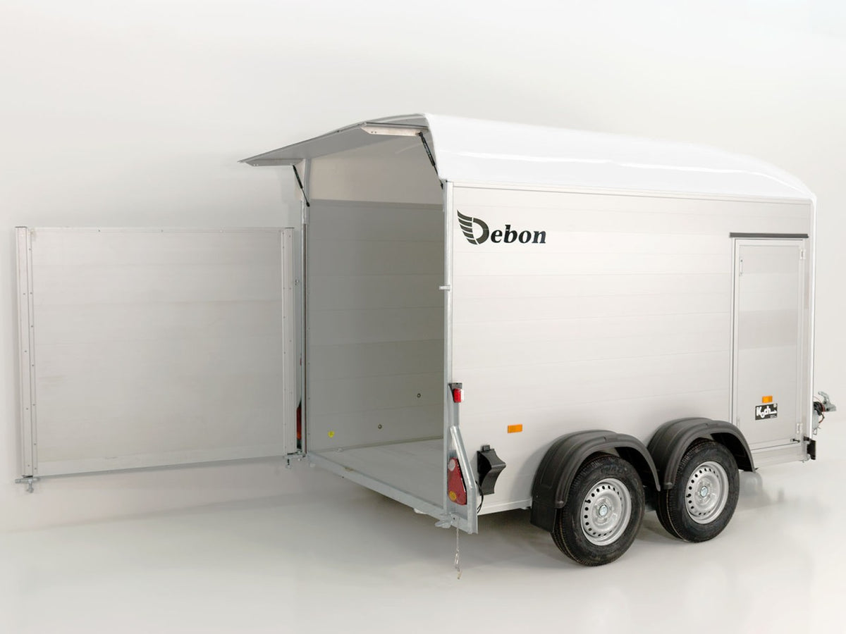Debon Kofferanhänger C500 164x300cm H:200cm 2,0t|Alu|Polybug|Tür|weiß-Neu
