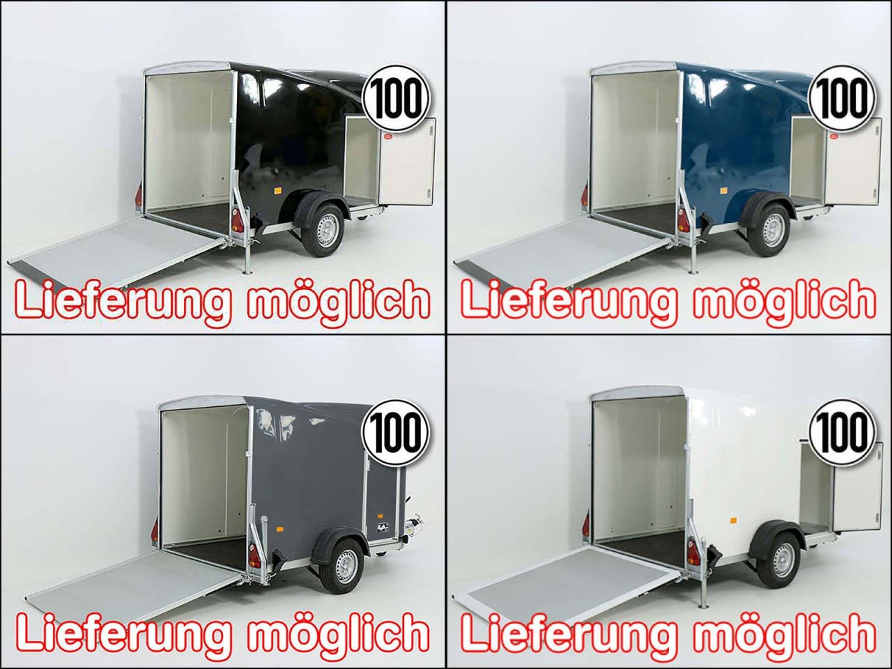 Debon Kofferanhänger Cargo 1300 Vollpoly 150x290cm H:160cm|Tür-Neu