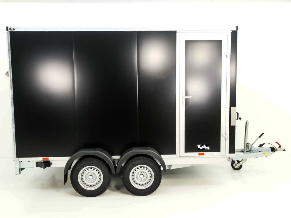 Vezeko Kofferanhänger 152x355cm Höhe:193cm 2,7t|Rampe|Tür|schwarz-Neu