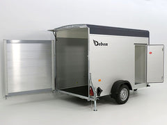 Debon Kofferanhänger C300 148x295cm H:190cm 1,3t Alu, Polybug|Tür|grau-Neu