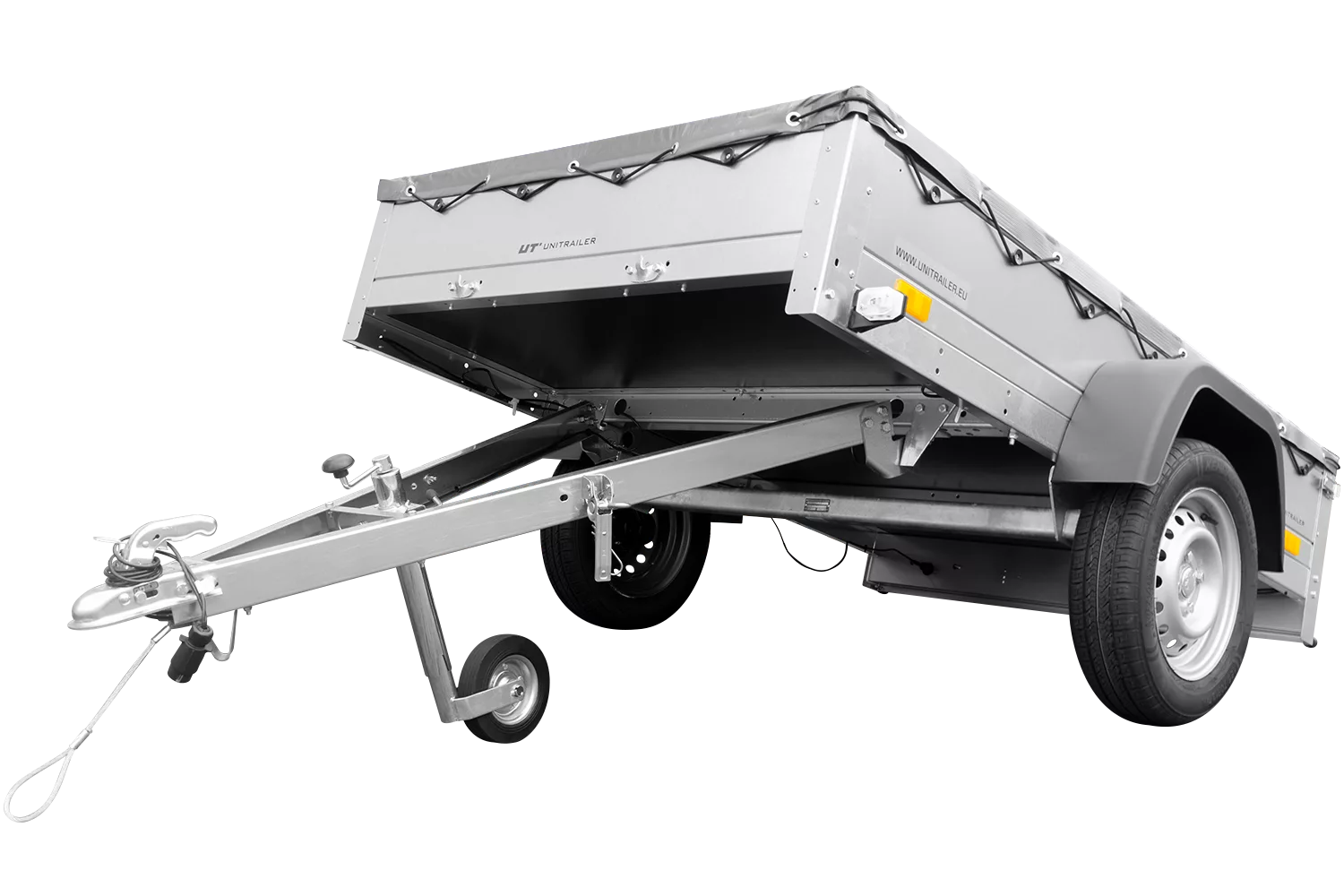 Anhänger für Pkws Garden Trailer 201 KIPP 200×125 cm 750 kg [mit Flachplane, Stützrad und Flachplaneträger]-Neu