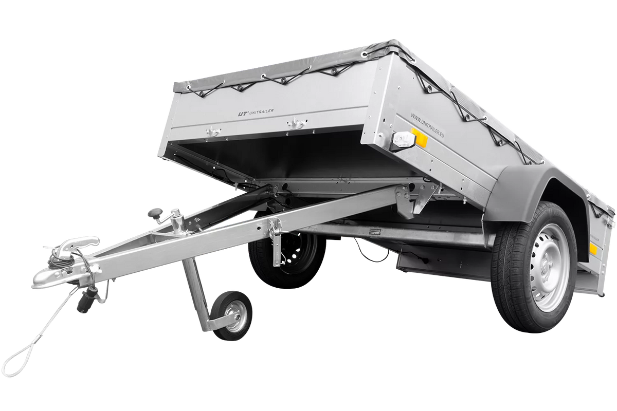 Anhänger für Pkws Garden Trailer 201 KIPP 200×125 cm 750 kg [mit Flachplane, Stützrad und Flachplaneträger]-Neu