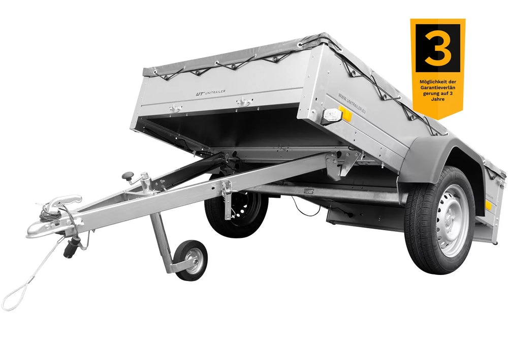 Anhänger für Pkws Garden Trailer 201 KIPP 200×125 cm 750 kg [mit Flachplane, Stützrad und Flachplaneträger]-Neu