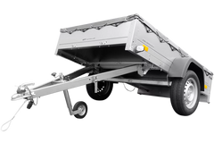 Anhänger für Pkws Garden Trailer 201 KIPP 200×125 cm 750 kg [mit Flachplane, Stützrad und Flachplaneträger]-Neu
