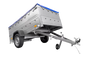 Anhänger mit faltbarer Deichsel Garden Trailer 230 KIPP mit zusätzlichen Bordwänden, Stützrad und blauer Flachplane-Neu