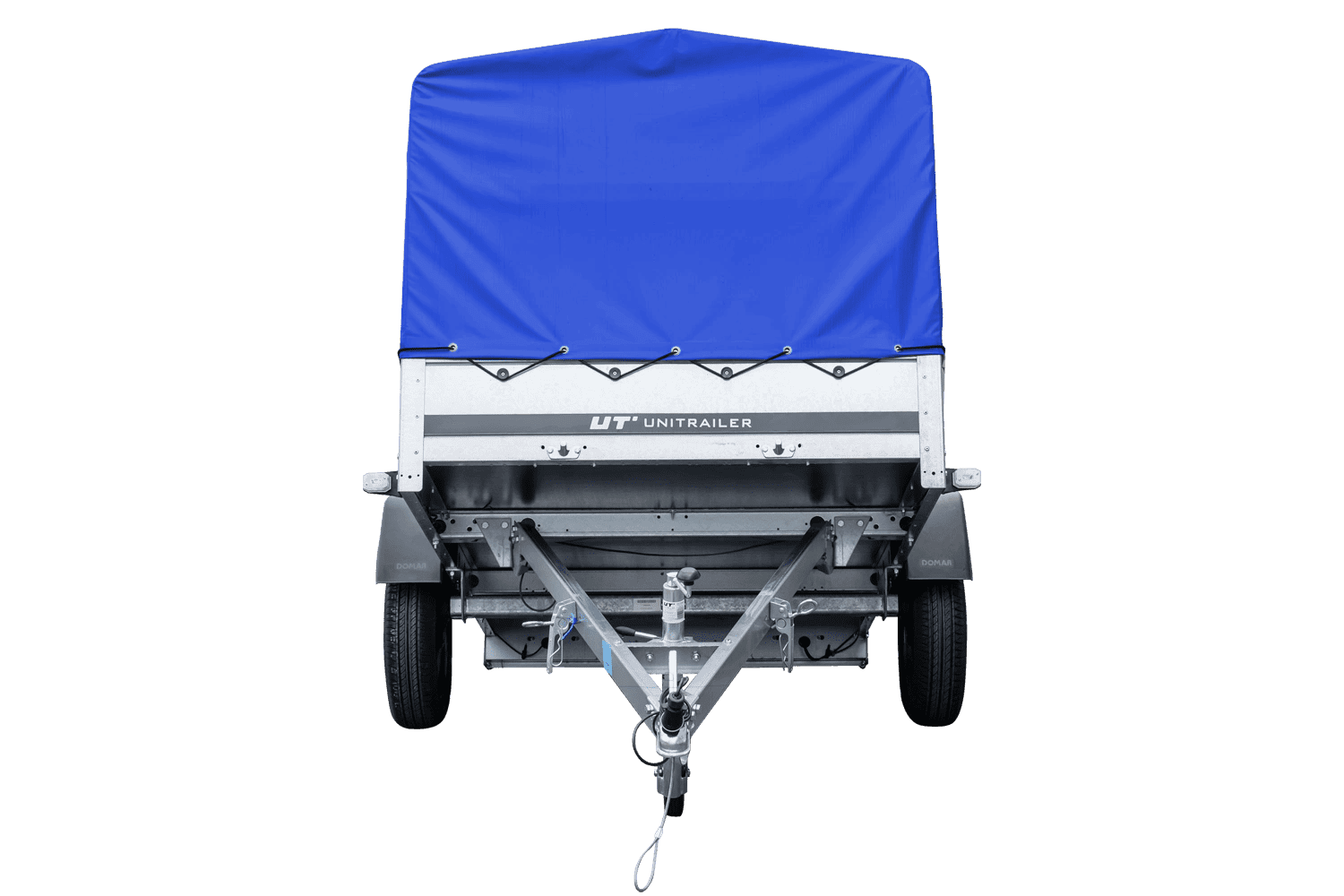 Auto Anhänger 230×125 Garden Trailer 230 KIPP Unitrailer 750 kg mit Stützrad, blauer Hochplane und Hochspriegel-Neu