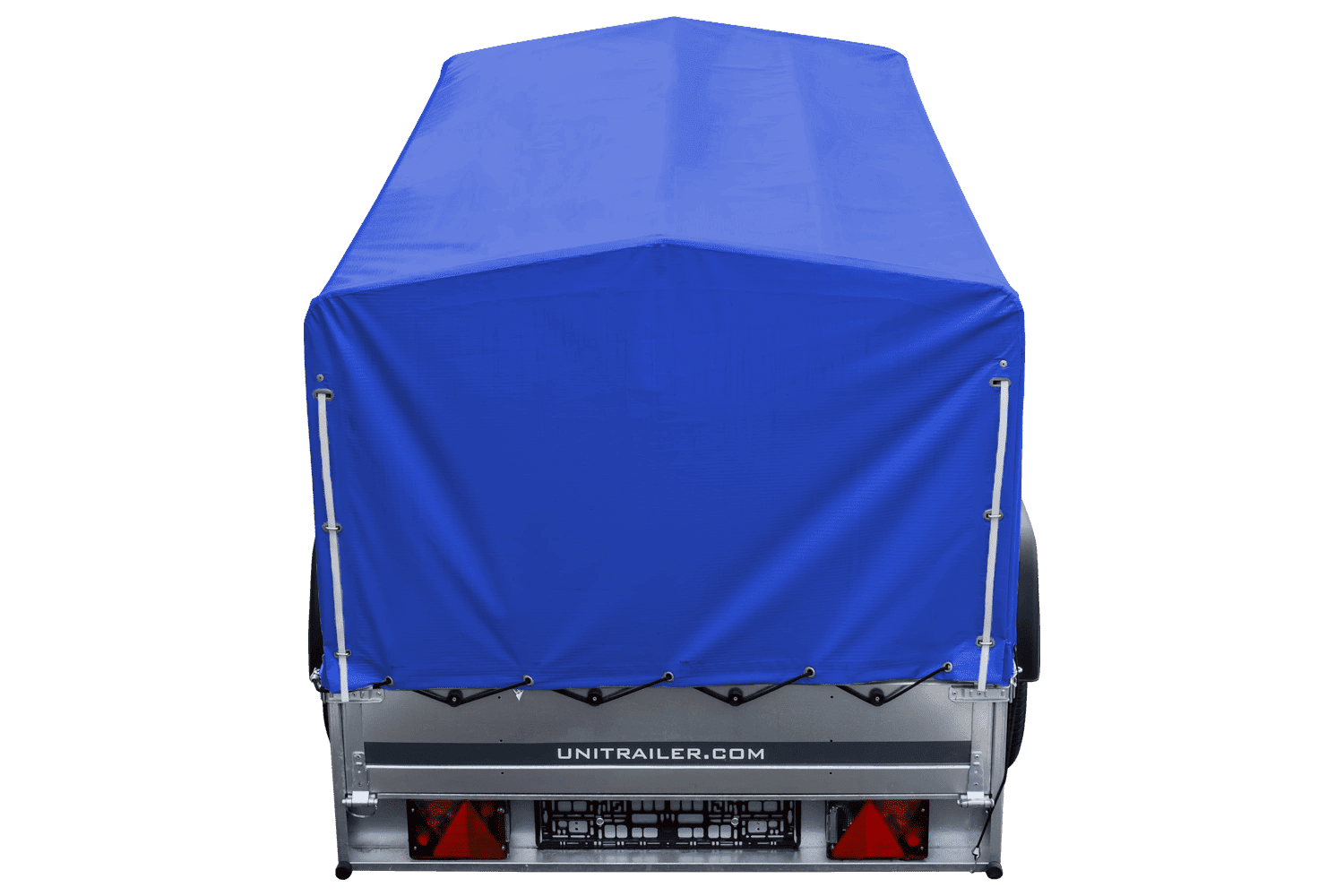 Auto Anhänger 230×125 Garden Trailer 230 KIPP Unitrailer 750 kg mit Stützrad, blauer Hochplane und Hochspriegel-Neu