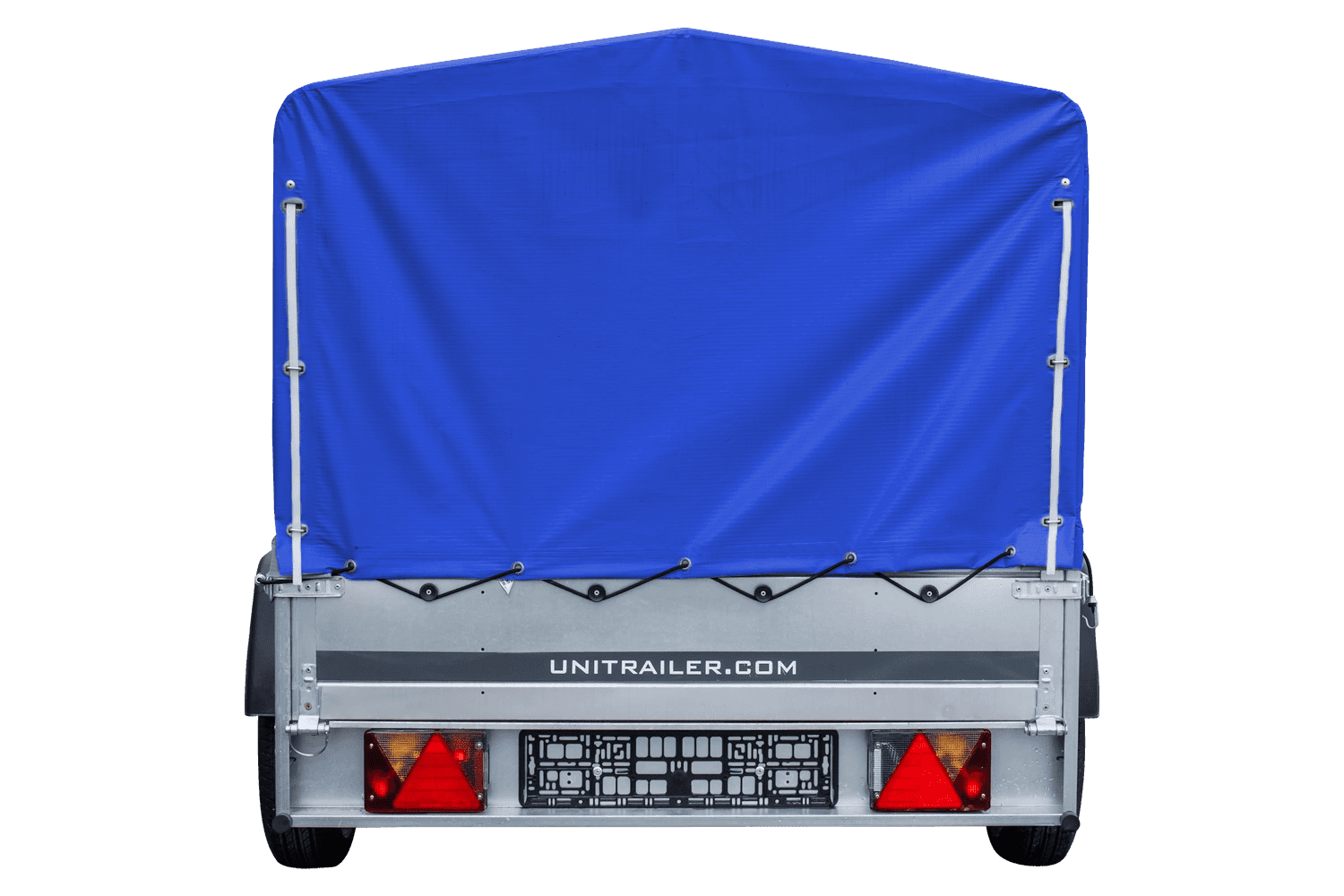 Auto Anhänger 230×125 Garden Trailer 230 KIPP Unitrailer 750 kg mit Stützrad, blauer Hochplane und Hochspriegel-Neu