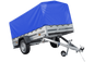 Auto Anhänger 230×125 Garden Trailer 230 KIPP Unitrailer 750 kg mit Stützrad, blauer Hochplane und Hochspriegel-Neu