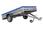 Einachsanhänger 264×150 UNITRAILER GARDEN 265 KIPP mit einem Flachplanenträger und blauer Plane-Neu