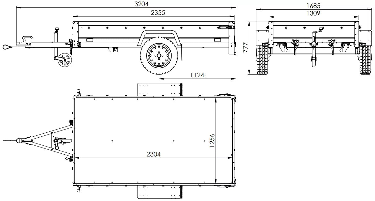 Faltbarer Anhänger Garden Trailer 230 KIPP mit zusätzlichen Bordwänden, Stützrad und Flachplane-Neu