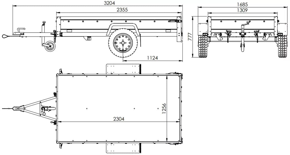 Faltbarer Anhänger Garden Trailer 230 KIPP mit zusätzlichen Bordwänden, Stützrad und Flachplane-Neu