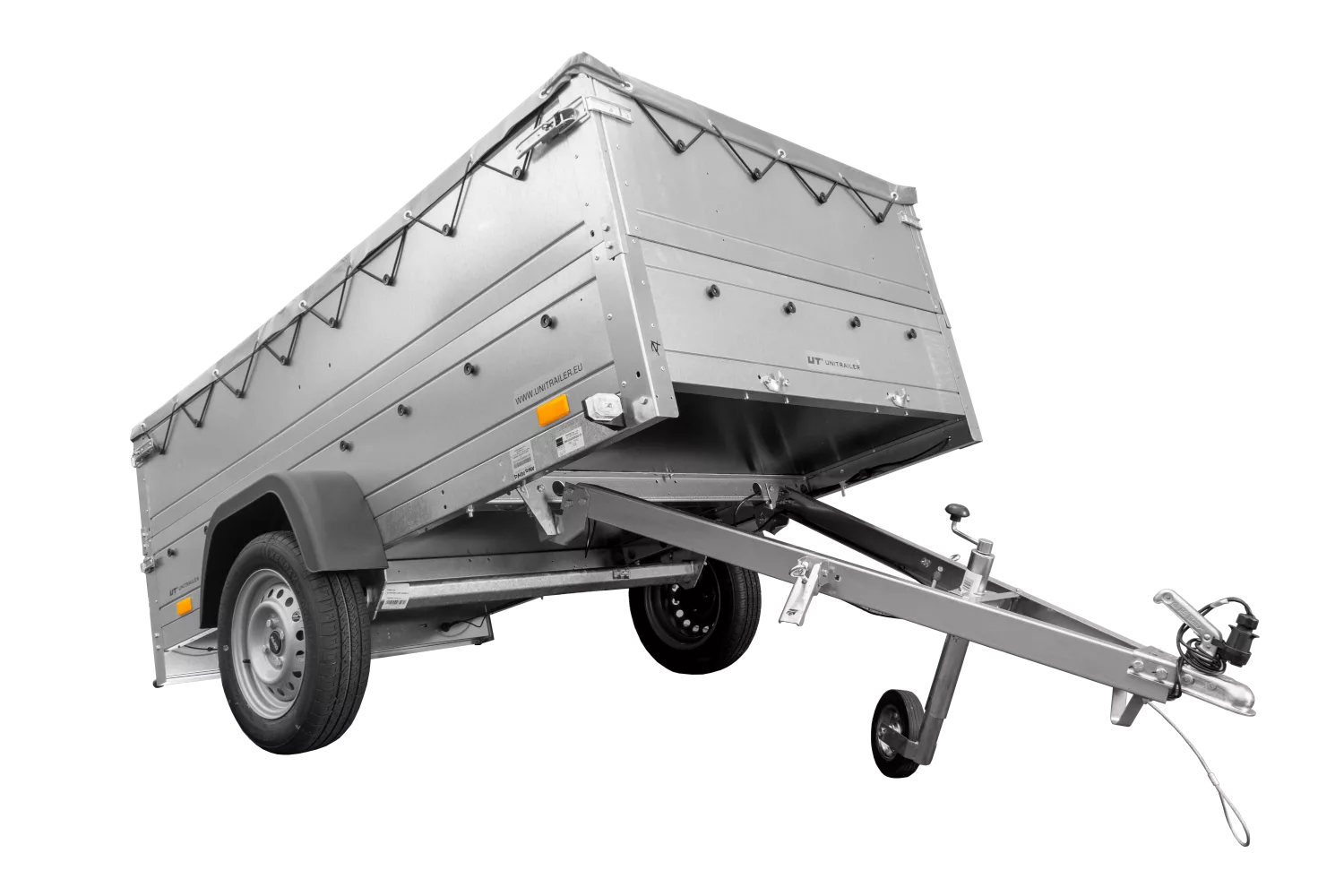 Faltbarer Anhänger Garden Trailer 230 KIPP mit zusätzlichen Bordwänden, Stützrad und Flachplane-Neu