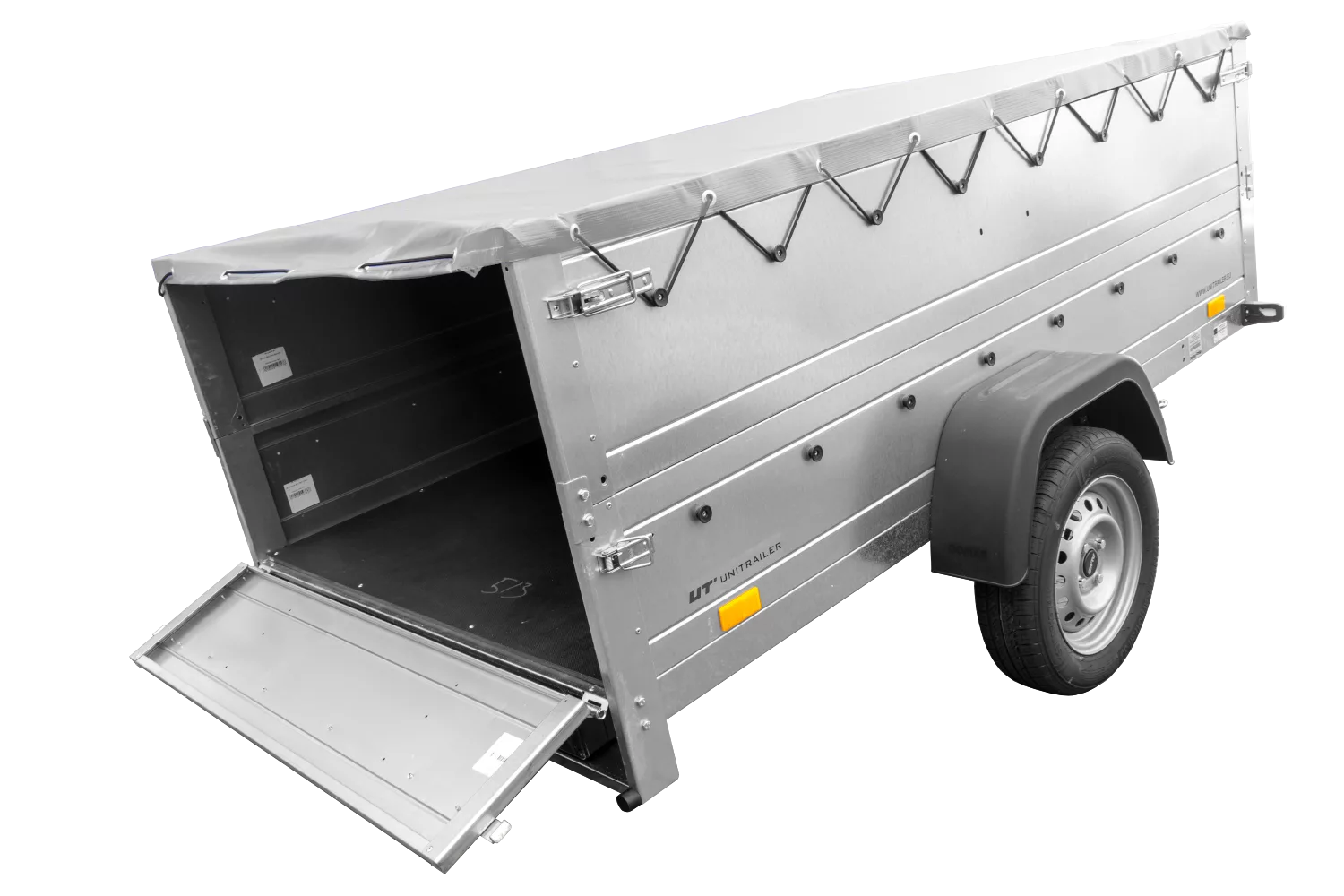 Faltbarer Anhänger Garden Trailer 230 KIPP mit zusätzlichen Bordwänden, Stützrad und Flachplane-Neu