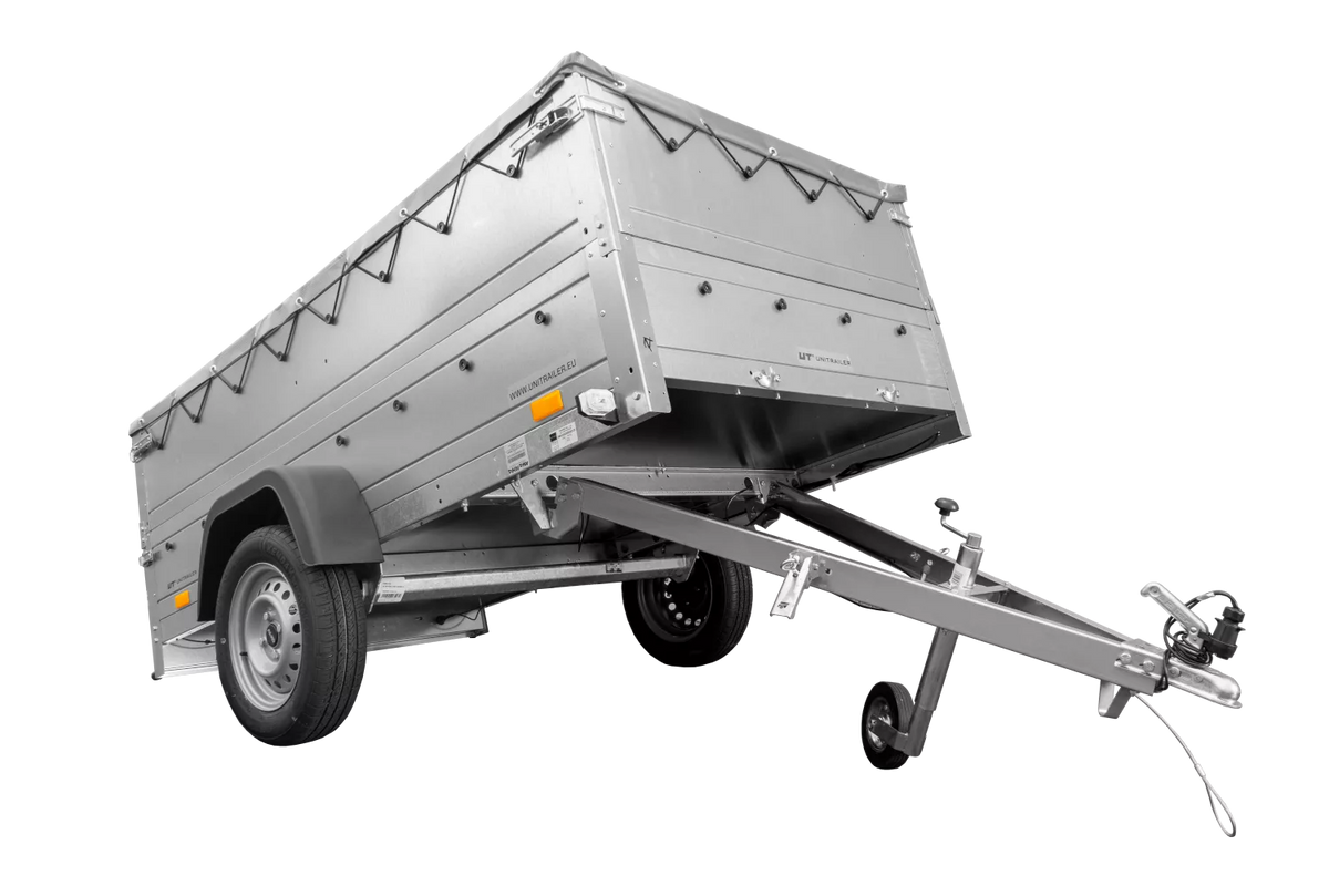Faltbarer Pkw Anhänger Garden Trailer 230 KIPP mit zusätzlichen Bordwänden, Stützrad, Flachplane und Planenträgern]-Neu