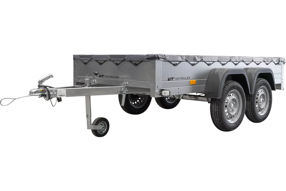 Garden Trailer 264/2 Kipp Mit Stützrad, Graue Flachplane Und Planenträger-Neu