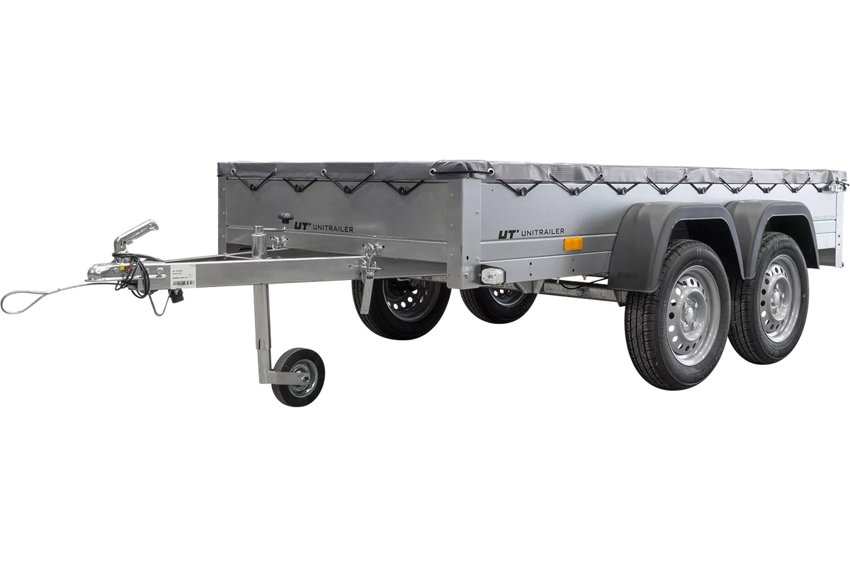 Garden Trailer 264/2 Kipp Mit Stützrad, Graue Flachplane Und Planenträger-Neu