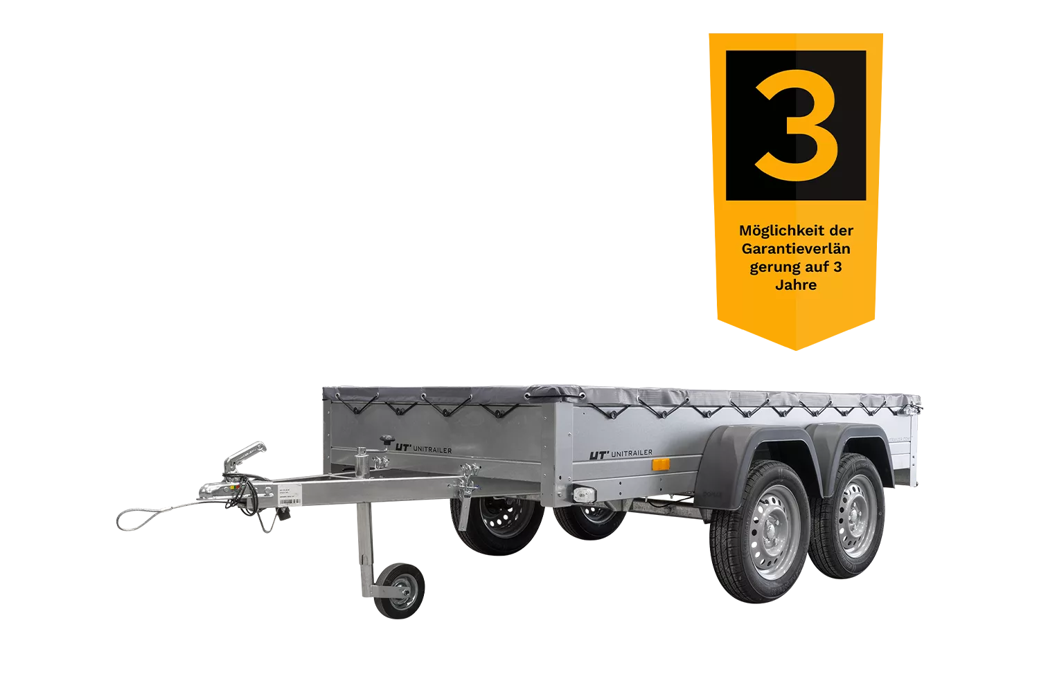 Garden Trailer 264/2 Kipp Mit Stützrad, Graue Flachplane Und Planenträger-Neu