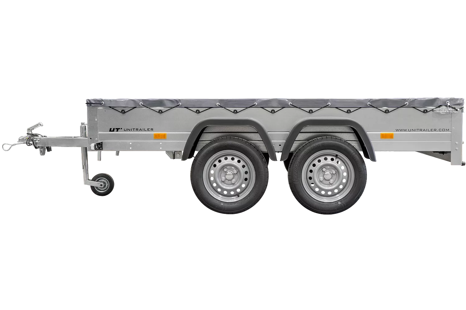 Garden Trailer 264/2 Kipp Mit Stützrad, Graue Flachplane Und Planenträger-Neu