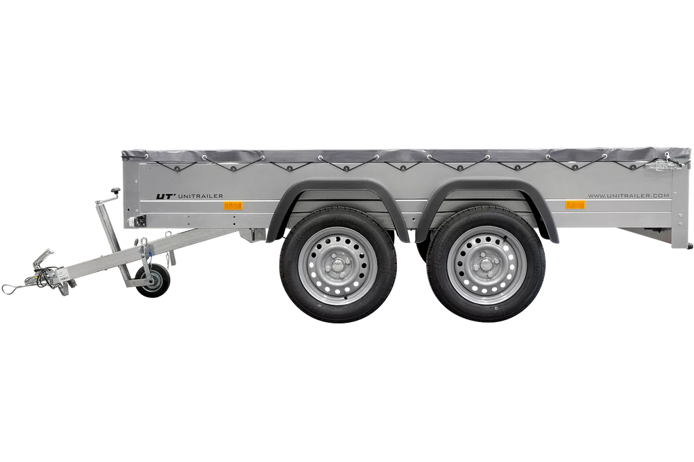 Garden Trailer 264/2 Kipp Mit Stützrad, Graue Flachplane Und Planenträger-Neu