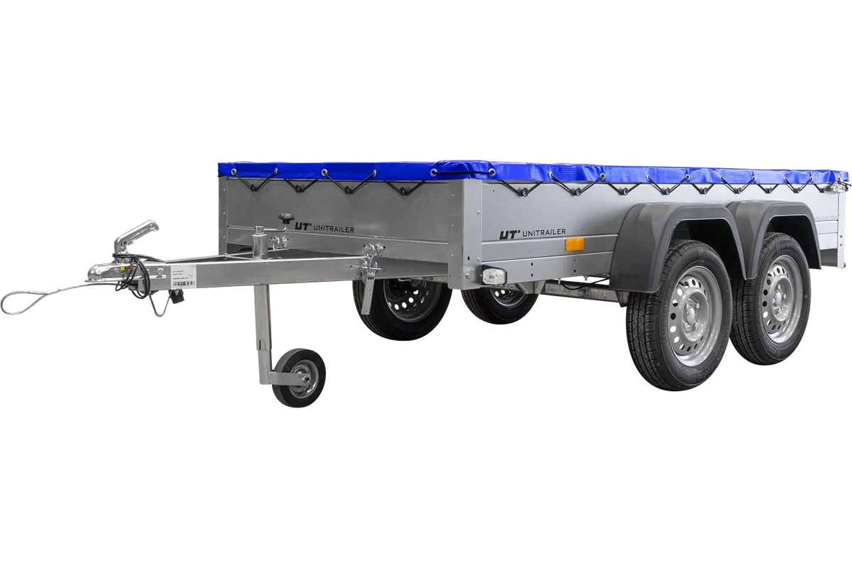 Garden Trailer 264/2 Kipp Mit Stützrad, Planenträger Und Blauer Flachplane-Neu