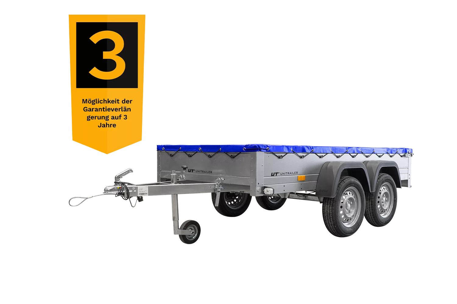 Garden Trailer 264/2 Kipp Mit Stützrad, Planenträger Und Blauer Flachplane-Neu