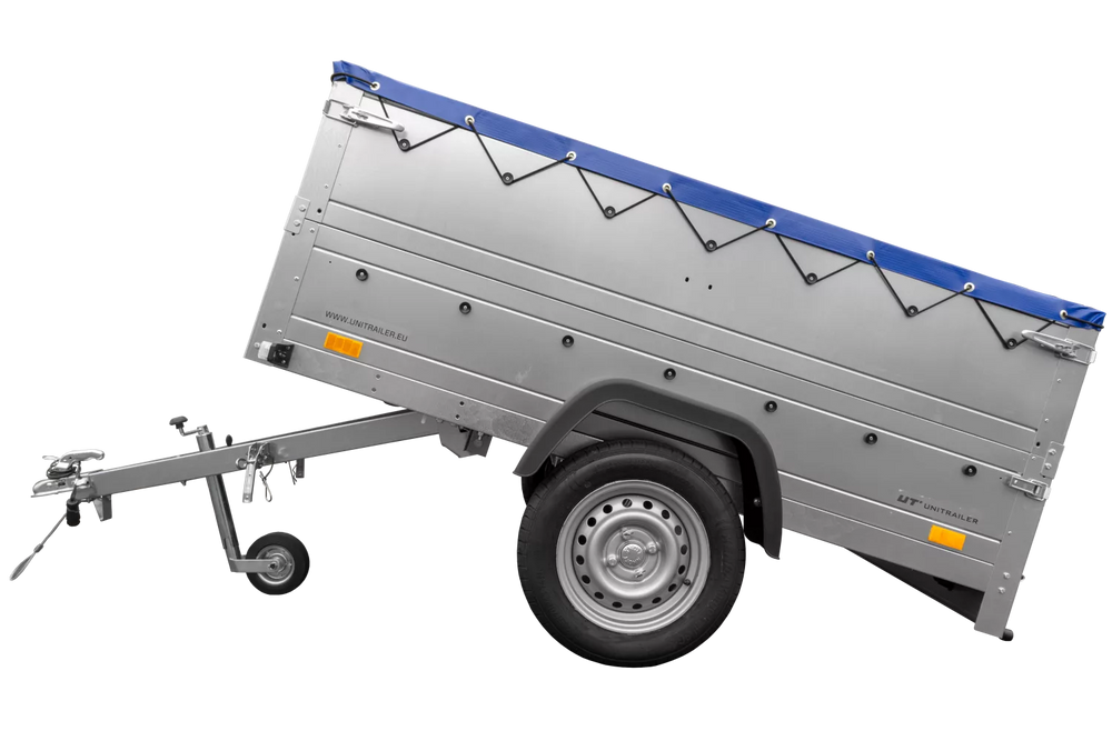 Kfz Anhänger 750 kg Garden Trailer 201 KIPP mit zusätzlichen Bordwänden, Stützrad und blauer Flachplane-Neu