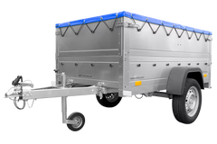 Kippbarer Pkw Anhänger Garden Trailer 200 KIPP mit zusätzlichen Bordwänden, Stützrad und Flachplane-Neu