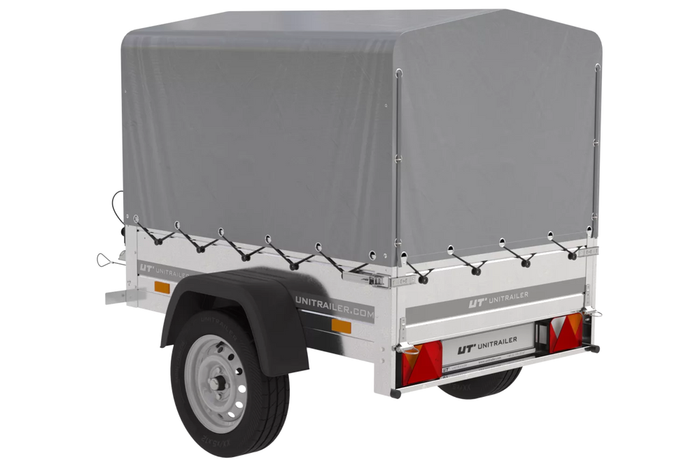 Kipper Anhänger 750 kg Garden Trailer 150 KIPP 150×106 cm [mit Hochplane, Hochspriegel und Stützrad]-Neu