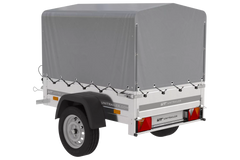 Kipper Anhänger 750 kg Garden Trailer 150 KIPP 150×106 cm [mit Hochplane, Hochspriegel und Stützrad]-Neu