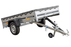 Kipper Pkw Anhänger Garden Trailer 230 KIPP [230 cm x 125 cm] mit Flachplane, Stützrad und Planenträger-Neu