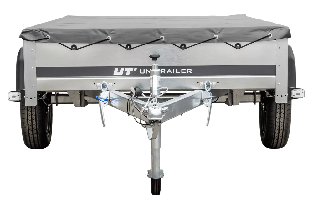 Kipper Pkw Anhänger Garden Trailer 230 KIPP [230 cm x 125 cm] mit Flachplane, Stützrad und Planenträger-Neu