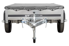 Kipper Pkw Anhänger Garden Trailer 230 KIPP [230 cm x 125 cm] mit Flachplane, Stützrad und Planenträger-Neu
