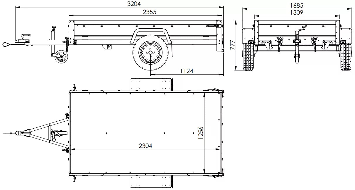 Kipper Pkw Anhänger Garden Trailer 230 KIPP [230 cm x 125 cm] mit Flachplane, Stützrad und Planenträger-Neu