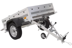 Kleinanhänger für Pkw Garden Trailer 150 KIPP 150×106 cm 750 kg [mit Flachplane, Planenträgern, Stützrad]-Neu