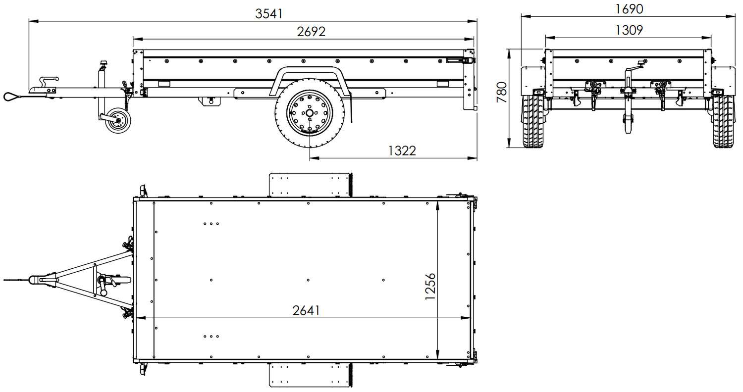 Langer PKW-Anhänger Garden Trailer 264 KIPP mit Hochplane, Spriegel und Stützrad-Neu