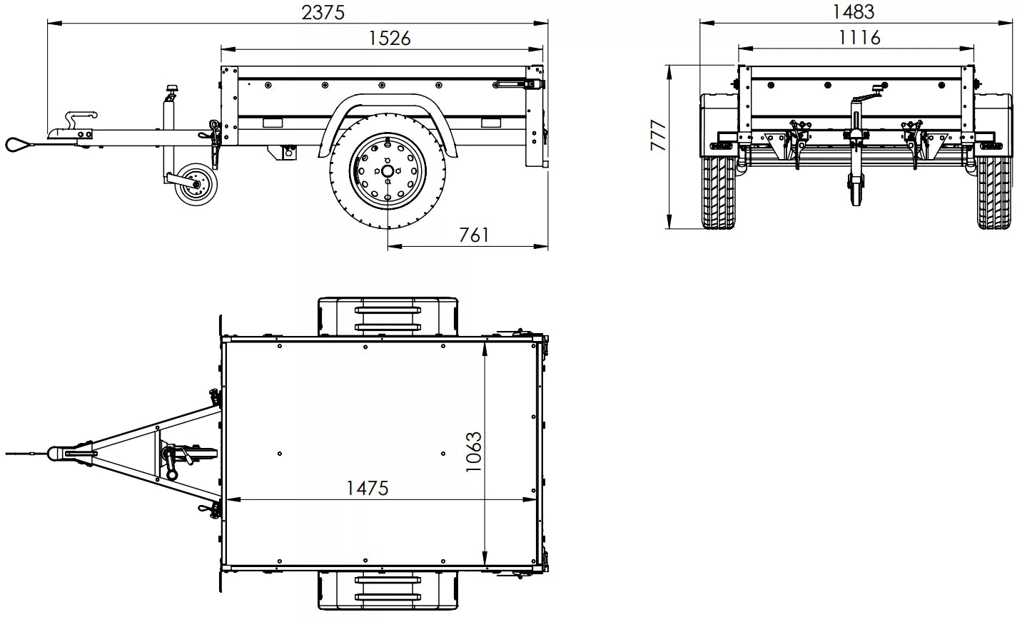 Neu Anhänger Garden Trailer 150 KIPP mit zusätzlichen Bordwänden, Stützrad und Flachplane-Neu