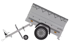Neu Anhänger Garden Trailer 150 KIPP mit zusätzlichen Bordwänden, Stützrad und Flachplane-Neu