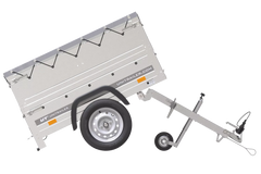 Neu Anhänger Garden Trailer 150 KIPP mit zusätzlichen Bordwänden, Stützrad und Flachplane-Neu