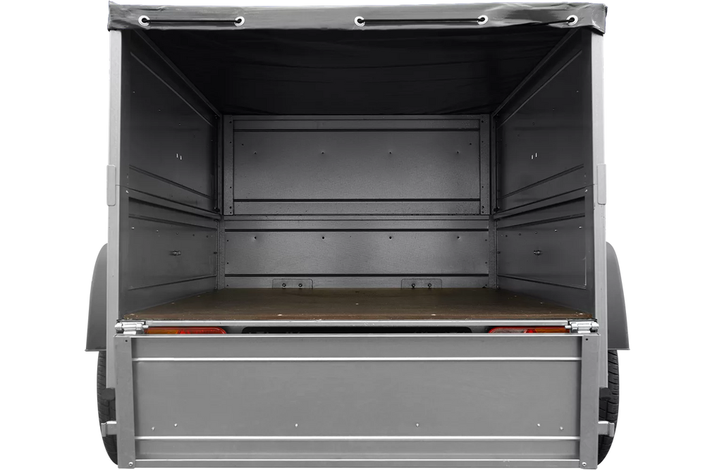 Neu Anhänger Garden Trailer 150 KIPP mit zusätzlichen Bordwänden, Stützrad und Flachplane-Neu