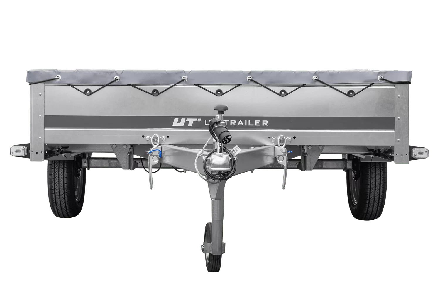 PKW Anhänger 264×150 Unitrailer Garden 265 KIPP mit Flachplanenträger und grauer Plane-Neu